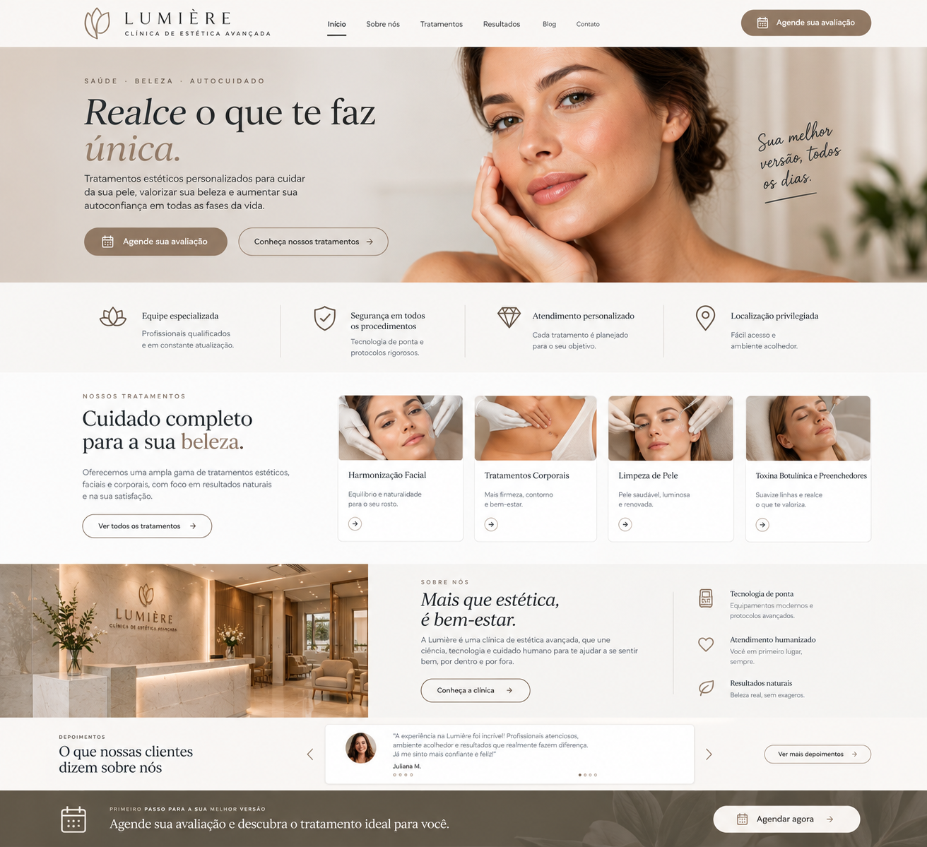 Site de clínica estética criado pela Aparece