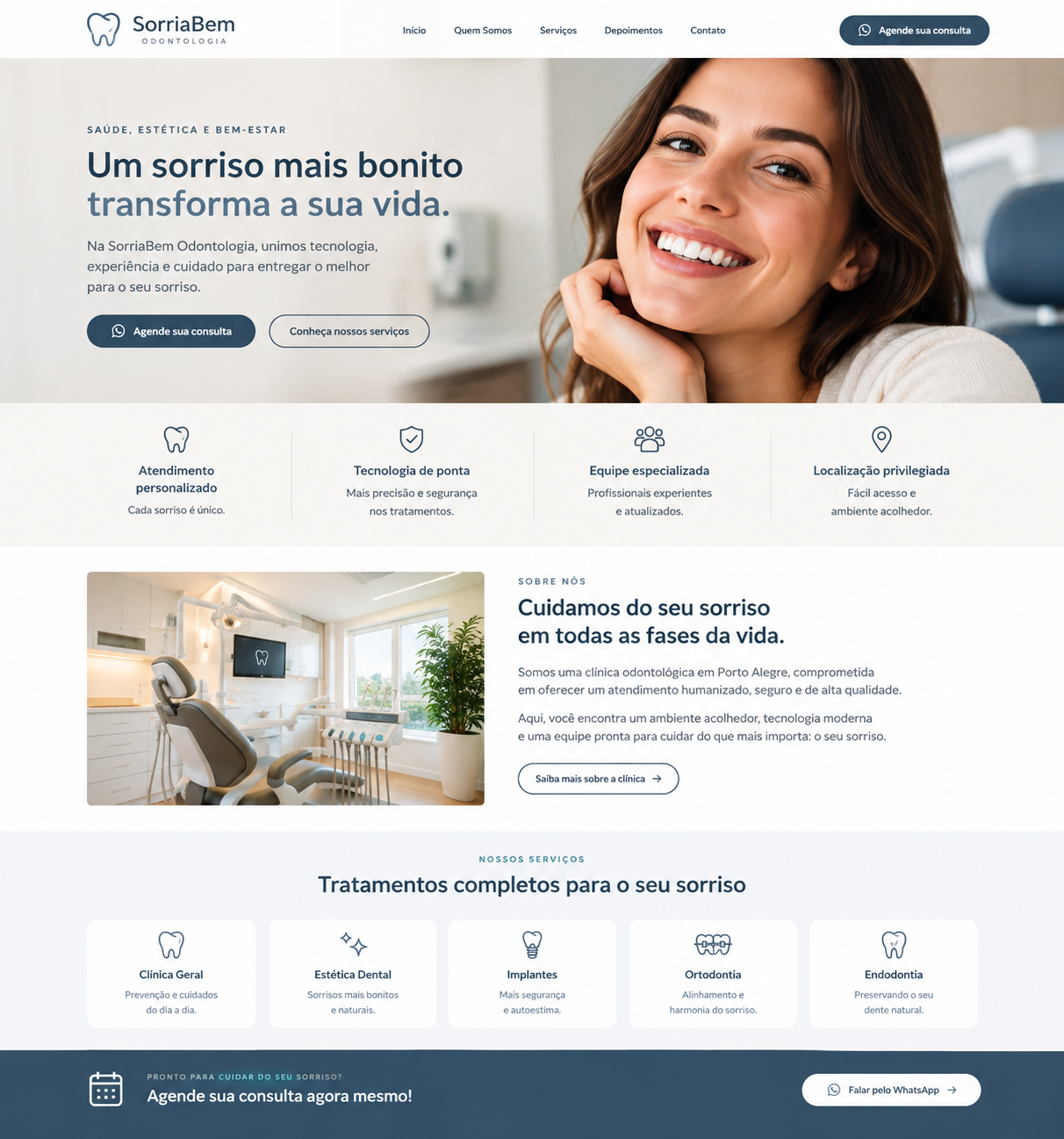 Site de consultório odontológico criado pela Aparece